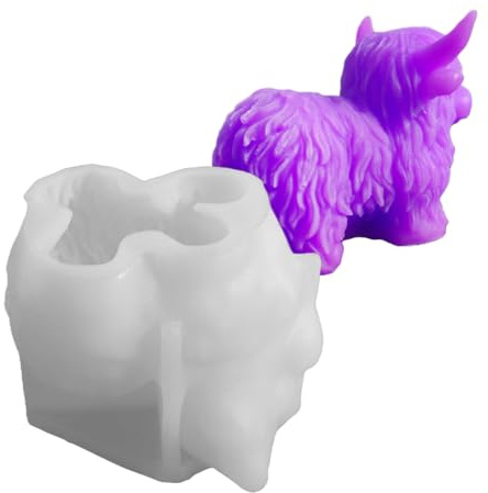 Tierformen – 3D-Kuh-Kerzenformen, Silikon-Kuh-Formen, Fondant-Kuchendekorationswerkzeug, hitzebeständiges 3D-Kerzengießen für Süßigkeiten, Backen, Eis, Basteln, Kuchen, Snack, gummierte Lebensmittel