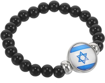 MAGICLULU Verstellbares Perlenarmband mit Israel Flagge für Damen und Herren Komfortables Armband für Tägliche Nutzung