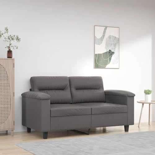 Yisssmeng Zweisitzer Sofa 150x77x80 cm Grau Kunstleder Modernes Design Robustes Metallgestell Ecksofa Optik für Wohnzimmer Schlafzimmer Flur