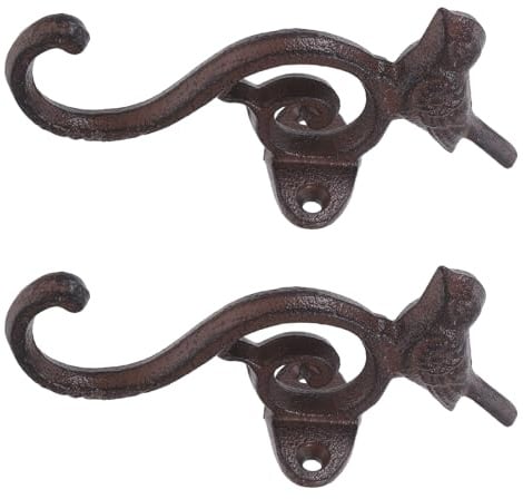 SEWACC Crochets Muraux en Fonte Vintage Lot de 2, Porte-Manteaux Muraux Décoratifs en Fer Forgé, Patères Rétro pour Manteaux et Paquet, pour Entrée et Salon Rustique