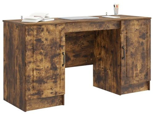 vidaXL Schreibtisch Geräucherte Eiche 142,5 x 50 x 75 cm Holzwerkstoff, Wohnzimmer-Set, rechteckig, modernes Design, viel Stauraum, langlebige Möbel, vielseitige Sitzgelegenheit