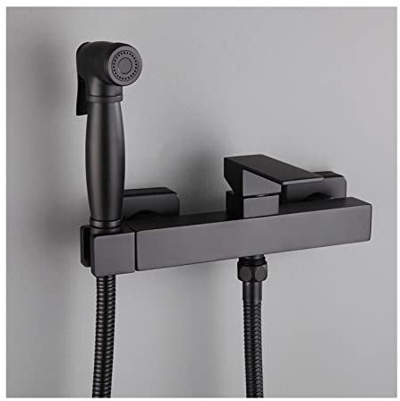 MOCHAMIK Pulvérisateur de Bidet Portable Noir pour Toilettes – Pulvérisateur de Couches en Laiton avec Fixation pour Eau Chaude/Froide – Idéal pour Le Lavage féminin Les Soins de bébé