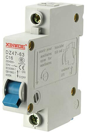 sourcing map Disjoncteur miniature basse tension 16 A 230/400 V DZ47-63 C16