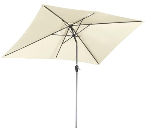 Angel Living 2x3M Sombrilla Parasol de Acero y Poliéster, Parasol Inclinado con Manivela, Mástil Acero 38mm (Beige Claro)