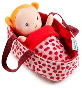 LILLIPUTIENS, Bébé Agathe, Poupon en Tissu avec Couffin, Dès 12 Mois | Jeu d’Imitation, Motricité Fine et Empathie, avec Couffin À 2 Anses, Couverture et Vêtements Amovibles