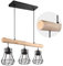 Vintage Pendelleuchte,3-flammig Pendellampe aus Metall und Holz,Industrielle Rustikale Hängelampe,Sockel: E27,3 x E27 max. 40 Watt,für Wohnzimmer,Esszimmer Küche,Schlafzimmer
