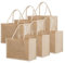 TOPTIE 6 PCS Borsa per la Spesa in Juta, Sacchetti di Iuta riutilizzabili con lato, Sacchetti regalo juta naturale con manico in cotone, Borsa da spiaggia