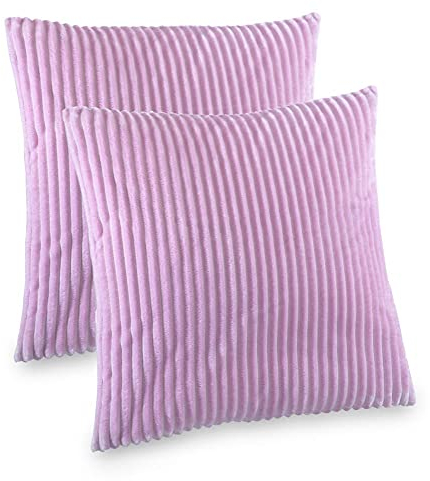 Kuscheli® 2er Set Kissenbezug im Doppelpack Cashmer Touch Fleece Kissenhülle, Sofakissen Kopfkissenbezug Kissenbezüge Couchkissen, Farbe:Rosa, Größe:2X 60x60 cm