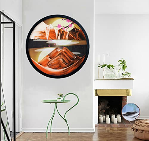 ROUOHUD Fließende Sandmalerei, 3D Dynamisch Sandgemälde Bewegend Sandbilder 360° Paralleldrehung, Desktop Sand Kunst Sanduhr für Wohnzimmer Büro Wohnkultur Deko Blau(Size:11.4IN,Color:C)