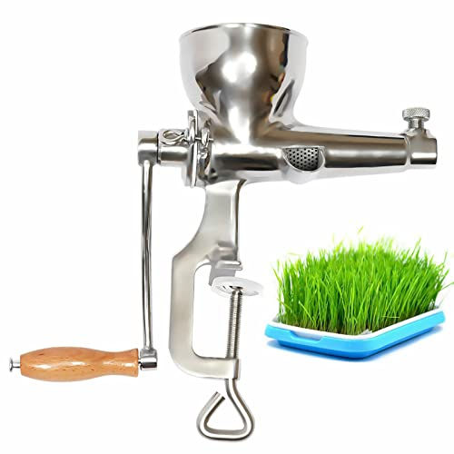 Exprimidor manual de acero inoxidable para hierba de trigo, verduras, frutas y verduras a mano, extractor de zumo de verduras, frutas, hierba de trigo, plata