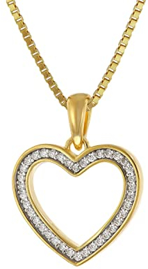 trendor Damen-Halskette Herz-Anhänger mit Zirkonia 15 mm Gold auf Silber 41210-45 45 cm