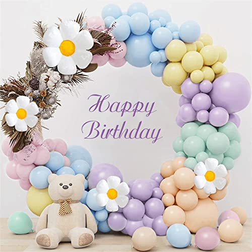 CHMMY Luftballons Pastell 157 Bunt Geburtstagsdeko mädchen Pastell Luftballons geburtstag Macaron Luftballons Regenbogen Ballon Girlande Gänseblümchen Thema Hochzeit Baby Shower Jubiläum Dekoration