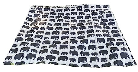 BundleBean - Compact Waterproof Picnic Blanket Grey Elephants – Large 140cm – Packable, Washable Outdoor Mat with Drawstring Sack and Ripstop Bottom – Ideal for Travel, Toddlers, Changeing Mat