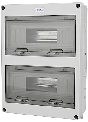 MOLLOM 24 voies Boîte de protection de distribution de disjoncteur MCB avec rail DIN, IP65 étanche, pour usage intérieur et extérieur