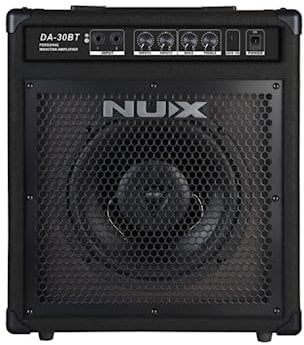 NUX DA-30BT Altavoz de batería, amplificador de monitor personal, 30 vatios, portátil, Bluetooth para kits de batería electrónica