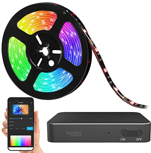 Luminea Home Control LED Fernseher: HDMI-TV-Sync-Box für Ambiente-Licht, RGB-IC-LEDs, Versandrückläufer (Lichtleiste Fernseher, Lichtleiste für, Monitor)