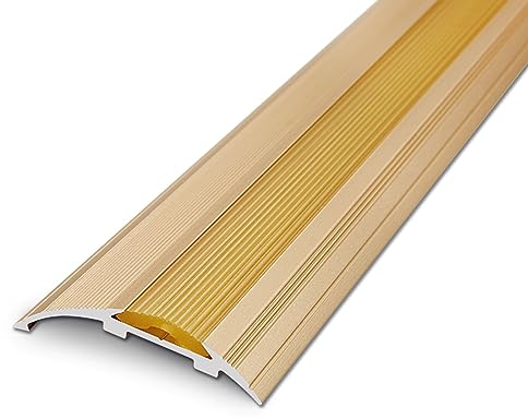 JAYWIS Übergangsprofil Schwellenkantenübergang mit Anti-Rutsch-Nut, Kantenschutzleiste für Fliesen/Holz/Teppich/Laminat, Breite Verbindungsleiste für Unebene Böden (Color : Gold)