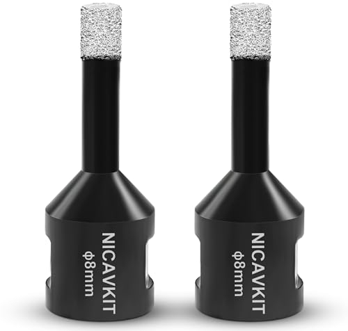 NICAVKIT 2Pcs 8mm Diamant Fliesenbohrer, M14 Diamant Lochsäge Bohrkrone, Diamantbohrer für Porzellan Fliese Granit Marmor Fliesen Bohren