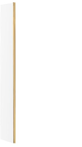 Balterley Wetroom Shower Return Screen, Glass Shower Screen for Wet Room and Bathroom, 8mm Toughened Safety Glass Return Screens, Reversible Wetroom Screens - 215 x 1850mm (Brushed Brass)