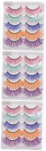 Healeved 15 Paires faux cils colorés cils cosmétiques coussinets de poignée de béquilles fake lashes accessoire fete faux cils magnetique cils de fête cils naturels croix faux oeil homme