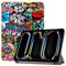 Palizufio Hülle für iPad Pro 11 2024(M4),Schlank Leicht PU Leder Tasche Schutzhülle Flip Folio Dreifach Ständer Klapphülle Abdeckung mit Auto Wecken/Schlafen,Graffiti