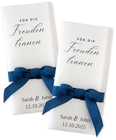 Personalisierte Hochzeitstaschentücher mit Schleife, Für die Freudentränen Banderolen (Navy blue)