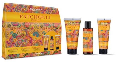 L'Erboristica Athena's | Patchouli Mirage, Confanetto con Bagno Doccia Aromatico Idratante 150ml, Olio Corpo Nutriente Setificante 100 ml, Scrub Corpo Levigante e Ssfoliante 100 ml, Made in Italy