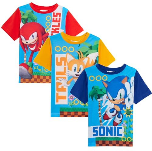 Sonic The Hedgehog Jungen 3er-Pack T-Shirts (3er-Pack) 7-8 Jahre