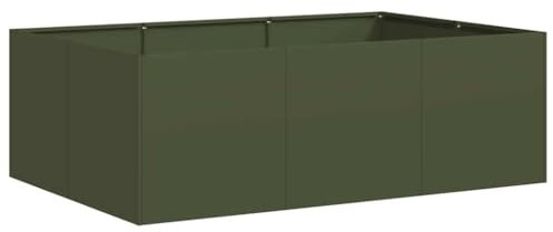 vidaXL Pflanzkübel Olivgrün 120x80x40 cm Stahl, Pflanzschale, Garten-Garten-Pflanzkübel, Outdoor-Pflanzgefäß, Hochbeet, Pflanzgefäß, Blumenkasten