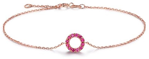 Tolldek 18 Karat Rosegold Armband, Klassiker Zart Bettelarmband Anhänger Weihnachten mit Rubin 0.25ct, Damen Armband Charms Rosegold Au750 Armreif Personalisiert Damen Echter Schmuck, 18CM