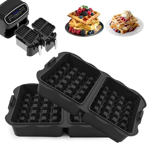 2 Pièces Moule à Gaufres Air Fryer en Silicone Rectangulaire, Insert Gaufrier Silicone pour Airfryer, Gaufrier Silicone Airfryer pour Ninja AF300EU, AF400EU, AF451EU, SL400EU, und AF500DE