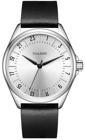 Svalbard Icy GA33 Swiss Quarzuhr Stahl Schwarz Leder 24h Herren