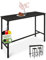 BeFair Bartisch Set Schwarz - Stehtisch mit 2 Barhockern - Hochtisch mit Barstühlen - Tisch 120x40x100 cm, Hocker 70 cm Höhe für Küche