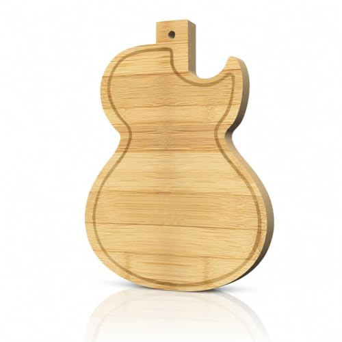 WEBEEDY Gitarrenförmiges Bambusholz Schneidebrett Personalisierte Schneidebretter Für Die Küche Dekorative Langlebige Holzschneidebretter Mit Aufhängeloch Für Käse Fleisch Erntedankfest Weihnachten
