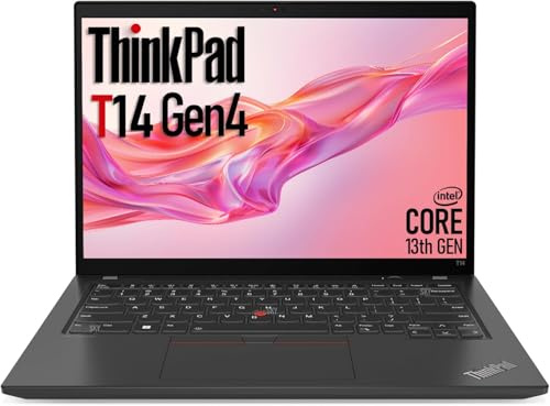 Lenovo ThinkPad T14 Gen 4, notebook FHD da 14 pollici, Intel Core i7-1345, 16 GB RAM, SSD da 512 GB, tastiera US QWERTY Windows, Windows 11 Pro (ricondizionato)