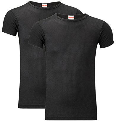 Heatwave® Pack of 2 Men's Thermal T Shirt, Warm Underwear Baselayer Thermals, X Large Black