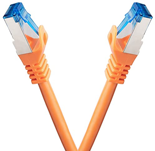 BIGtec - 2 Stück - 15m CAT.7 Gigabit Patchkabel Netzwerkkabel orange Kupferkabel Patch Ethernt LAN DSL Kabel CAT7 (RJ45, Cat 7, S/FTP PIMF) 15,00m