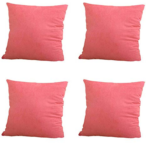 Nunbee Set di 4 Pezzi Decorazioni Natalizie Protezioni per Cuscini Piazza Copricuscini e Federe 18x18 Inch / 45x45 CM - Rosa