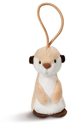 Nici 43618 Anhänger Erdmännchen mit elastischer Schlaufe, 8 cm, weiß/braun
