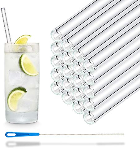 HALM Glasstrohhalme 50 Stück gerade 20 cm - wiederverwendbar für Gastronomie, Restaurant, Bar, Cafe, Hotel - Spülmaschinenfest - Glastrinkhalme Strohhalme & Trinkhalme für Cocktails