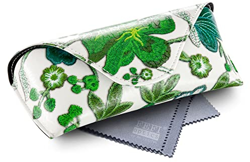 FEFI Étui à lunettes rigide avec motif fleurs de lys - Rouge -