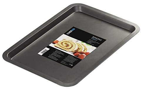 Chef Aid Plaque de Cuisson en Acier au Carbone Antiadhésive, Revêtement Durable, Compatible Réfrigérateur et Congélateur, Idéale pour Pâtisseries et Rôtis, 39cm x 255cm, Moule Robuste pour Four, Noir
