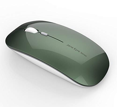 Uiosmuph Q5 Mouse Wireless Ricaricabile, Senza Fili Silenzioso 2,4G 1600DPI Mouse Portatile da Viaggio Ottico con Ricevitore USB per Windows 10/8/7/XP/Vista/PC/Mac (Verde)