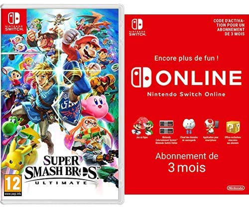 Super Smash Bros Ultimate (Nintendo Switch) + Nintendo Switch Online - Abonnement 3 Mois (Code de téléchargement)