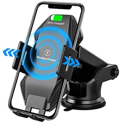15W Wireless Car Charger Mount, Qi Fast Car Charger Automatic Clamping Dashboard+Air Vent+Windshield Phone Holder For iPhone 12/12 Pro Max/11/11 Pro/11 Pro Max/XR/XS Max/Galaxy Note 10/S10