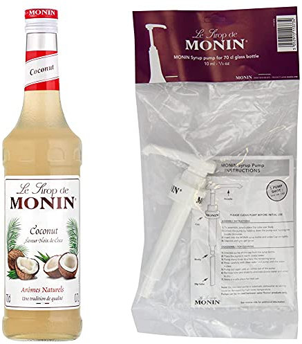MONIN Premium Coconut Syrup 700 ml & 10 ml pump for 70 cl MONIN Premium Syrup bottles