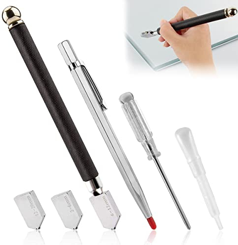 Taglierino per Vetro Professionale, XiXiRan Tagliavetro in Carburo, Tagliavetro Diamantata, Tagliavetro Carburo Tungsteno, Tagliavetro per Vetro Spesso, 2-20 mm, per Taglio di Vetro e Piastrelle