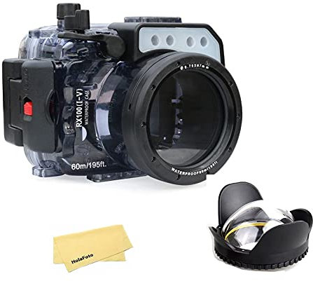 Seafrogs [60M/195Ft] Custodia Impermeabile Con Fotocamera Con Il Kit Di Porta A Cupola Per Lenti Ad Angolo Largo Pesce Per Sony Rx100 I Iii Iii Iv V Rx100 M2 M3 M4 M5