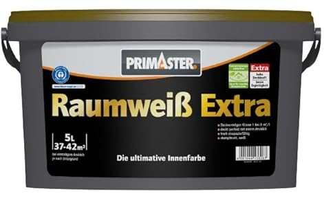 Primaster Raumweiß Extra konservierungsmittelfrei 5 L weiß matt Innen- & Außenfarben