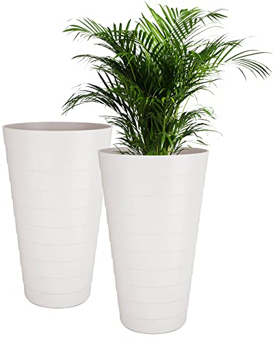 ActivoTex Maceteros Altos Interior. Macetero Grande Interior Maceta Alta Exterior y Terraza. 30 cm (2 uds) Macetero Decorativo de Plastico Jardinera Alta Maceteros Largos y Estrechos